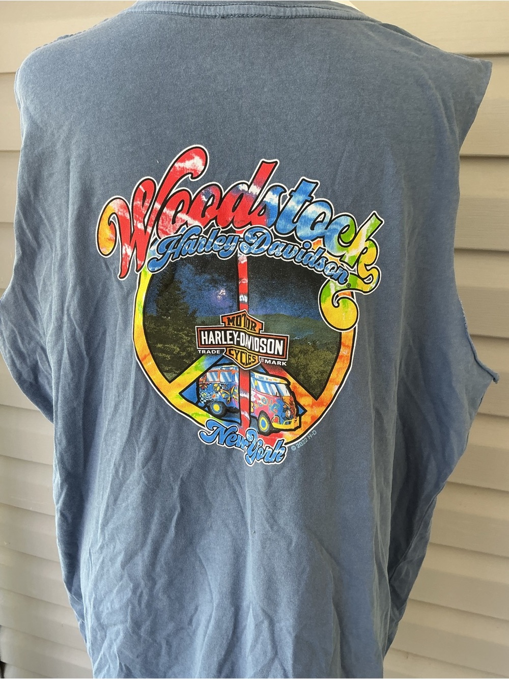 Harley-Davidson Blue Woodstock Rainbow Graphic Tank